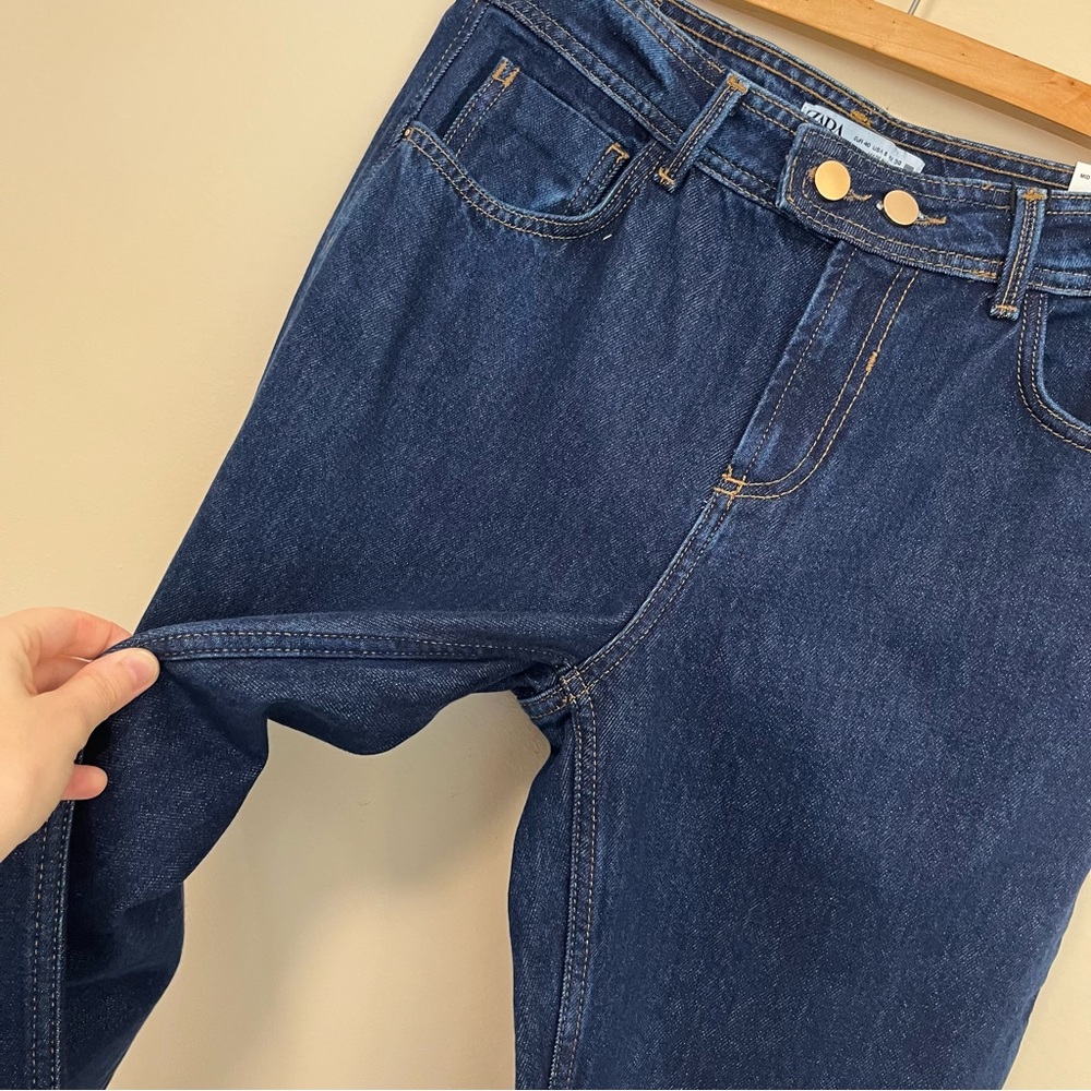 NWT ZARA Mid Rise Flare Dark Wash Jean - Size 8 - Picture 3 of 15